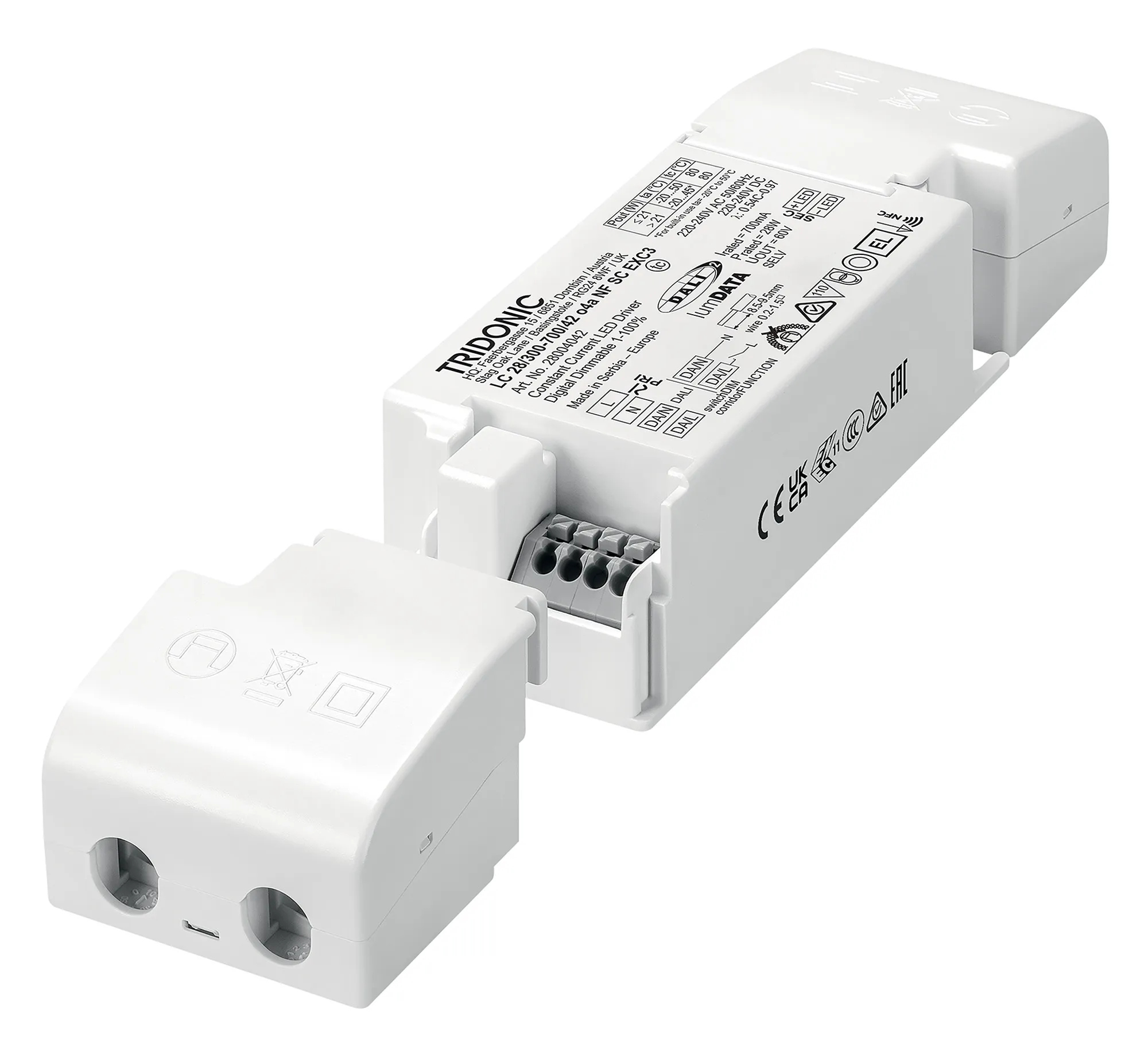 28004042  28W 300-700mA 42V o4a NFC Dimmable Constant Current LED Driver IP20